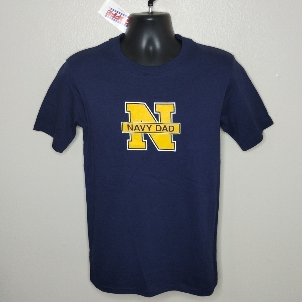 Vintage 90s Navy Dad Mens Small T-shirt USAF Made USA Tee Crew Navy MJ Soffe NEW